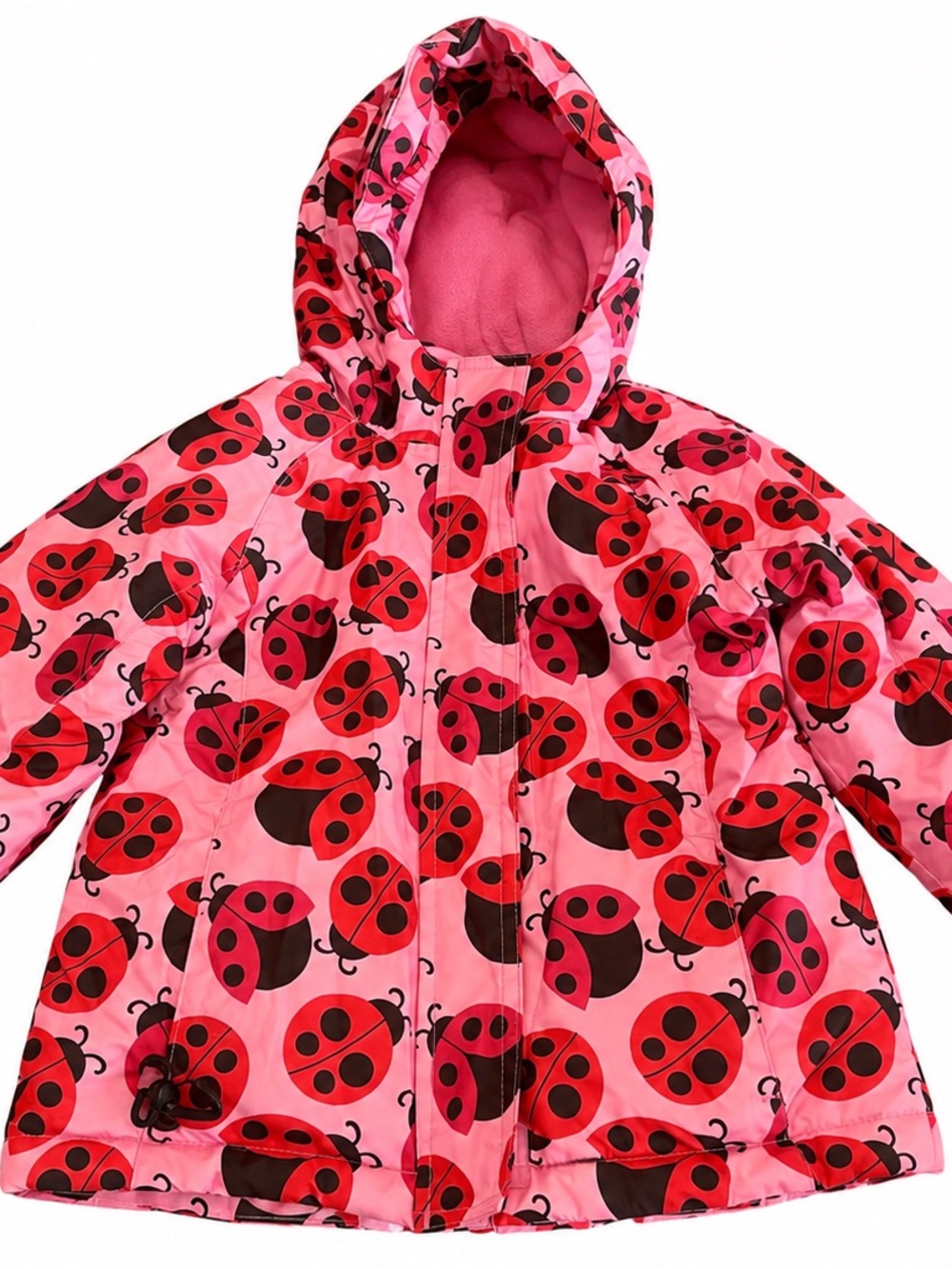 The Children's Place Pink & Red Ladybug Hooded Puffer Jacket